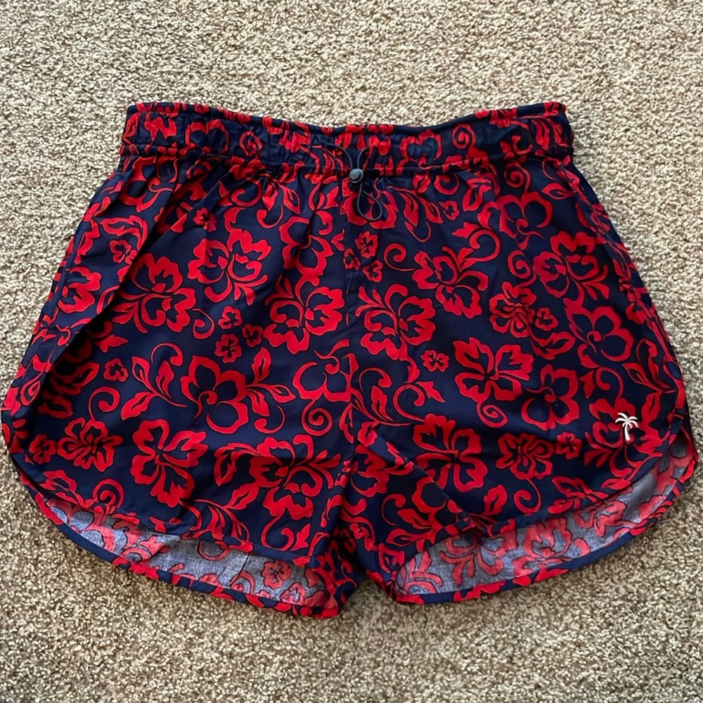 Sundry Aloha Floral Print Shorts in Navy/Scarlet NWT